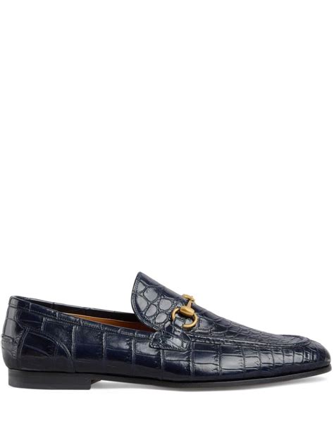 gucci jordaan leather loafer blue|gucci jordaan crocodile loafer.